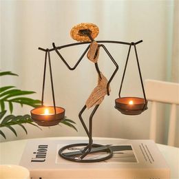 Candle Holders Nordic Metal Candlestick Abstract Character Sculpture Holder Decor Handmade Figurines Room Home Decoration Art Gift