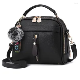 Bag 2024 Women Shoulder Bags Crossbody For Handbag Ball Shell Shape With Fur Cute PU Leather Full Moon Candy Color