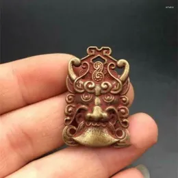 Decorative Figurines Antique Collection Pure Copper Animal Face Small Old Objects Craft Pendant