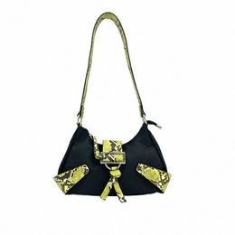 mediow Handbags For Women Luxury Designer Shoulder Bag Clothes PU Snake Pattern Colour Matching Hip Hop Style Fast Delivery n2M3#
