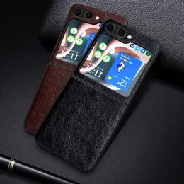 Cell Phone Cases Luxury leather Case for Samsung Galaxy Z Flip5 Business solid Colour Soft TUP Hard PC cover samsung galaxy z flip 5 yq240330