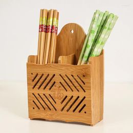 Kitchen Storage Wooden Chopstick Bamboo's Racks Desktop Hanging Baskets 4 Shaped Cutlery Holders Tableware Drainer Organisers