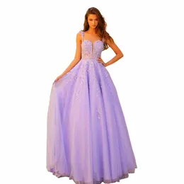 annie Embroidered Glitter Tulle Prom Dres Purple A-shaped Evening Dres Wedding Party Dres 2024 Vestidos De Fiesta S8uq#