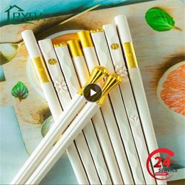 Flatware Sets Dinner Set Cutlery Chop Sticks Tableware Metal Chopsticks Reusable Sushi Spoon Alloy Special Gift