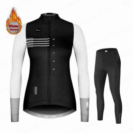 Women Cycling Clothing Spain New 2022 Team Winter Fleece Long Sleeve Cycling Jersey Set MTB Female Thermal Fleece Bike Jacket