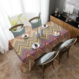Table Cloth Ethnic Style Stripes Abstract Design Tablecloths For Dining Waterproof Rectangular Cover Kitchen Living Room