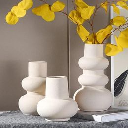 Vases Creative Gourd Shape Vase Ceramic Matte Plain Colour Jardiniere Home Ornamental Flower Receptacle Hydroponic Plant Holder