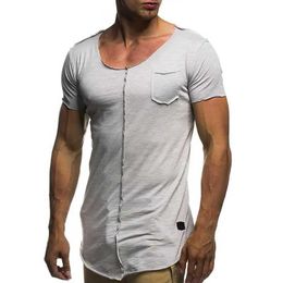 Men's T-Shirts 2023 Fashion Mens Patch Work T-shirt Solid Short sleeved T-shirt Spring/Summer Leisure Mens O-neck Ultra thin T-shirt Top Tee MY071 J240330