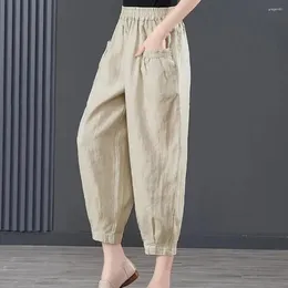 Women's Pants Women Harem Elastic High Waist Trousers For Solid Colour Wide Leg Streetwear Spring Summer Fashion Silk