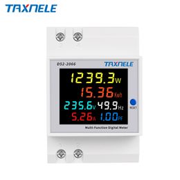 6IN1 din rail AC monitor 110V 220V 380V 100A Voltage Current Power Factor Active KWH Electric energy Frequency Metre VOLT AMP