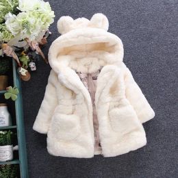 Nowe ubrania dla dzieci Faux Fur Płaszcz polarowy kurtka ciepła snowsuit z kapturem parka dzieci odzież wierzchnia odzież zimowa niemowlę