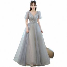 temperament Evening Prom Dres for Women Sparkling Puff Sleeve Summer Sexy Lg Party Birthday Ball Gown Dr Formal Vestidos n2Sa#