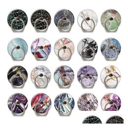 Cell Phone Mounts Holders Marble Stone Ring Holder Cellphone Finger Stand 360 Degree Rotation Bracket With Hook Drop Delivery Phones A Otjf8