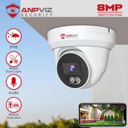 Anpviz 8MP POE IP Turret Camera Outdoor Smart Dual Light ColorVU 30m CCTV Video IP67 H.265 Audio People and Vehicle Detection