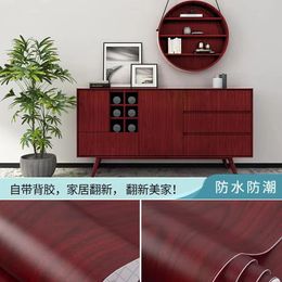 W 60cm Wood Grain Self Adhesive Waterproof Dining Room Wall Wallpaper Removable Decor Stickers for Table Top Cabinet Refurbish