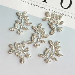Components 40 Pcs 30*32mm Kc Gold Sier Plated Crystal Leaf Branch Diy Hair Accessories Handmade Material for Jewelry Making