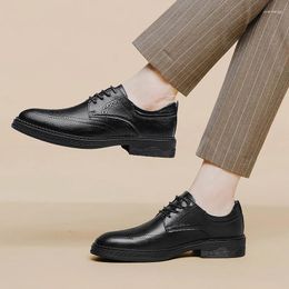 Casual Shoes Breathable Lace-Up Wedding Mens Genuine Leather British Business Brogue Non-Slip Men Oxford Formal