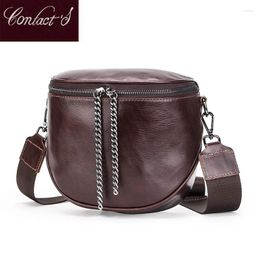 Shoulder Bags Women's Fashion Genuine Leather Messenger Lady Shouder Bag Bucket Crossbody Tote Female Handbag Semicircle Saddle