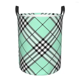 Laundry Bags Classic Scottish Tartan Plaid Basket Foldable Geometric Gingham Cheque Clothes Hamper For Nursery Kids Toys Storage Bin