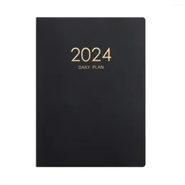 Spoons 2024 Black Plan Notebook Calendar Thickened Daily Weekly Office School Supplies