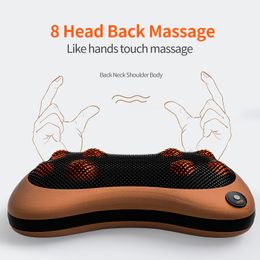 8 Head Massager Pillow Electric Neck and Back Massager Heating Kneading Infrared Therapy Pillow Shiatsu Neck Massager For body