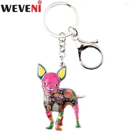 Keychains WEVENI Enamel Metal Chihuahua Dog Key Chain Ring Girl Bag Charm Fashion Jewelry For Women Car Keychain Accessories