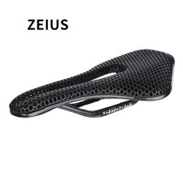 ZEIUS Bicycle 3D Printing Saddle Carbon Fiber Rails Ultra-light 174g Hollow Comfortable Road Bike MTB Honeycomb Cushion 240319