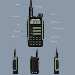 2023 Baofeng UV-16 MAX Walkie Talkie 10 KM Military 10W Powerful Waterproof VHF UHF CB Ham Dual Band Two Way Radio USB-C Charger