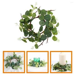 Decorative Flowers Eucalyptus Wreath Chirtmas Decor Artificial Leaves Crismistmas Tabletop Iron Wire Taper Rings