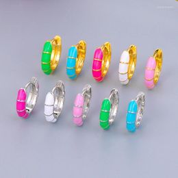 Hoop Earrings ISUEVA Gold Plated Classic For Women Color Enamel Piercing Huggies 2024 Fashion Jewelry Wholesale