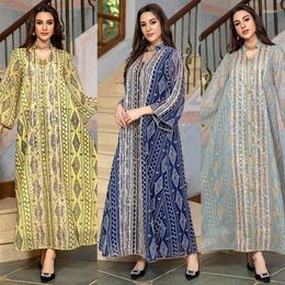 Ethnic Clothing Muslim Mesh Embroidered Evening Dress Sequin Stitching Dubai Robe