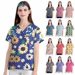 high Carto Print Surgical Uniforms Phcy Hospital Nurse Scrubs Tops Breathable Beauty Sal Dentistry Pet Doctor Overalls z1Kp#