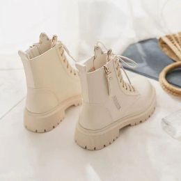 Female Ankle Boots Punk Style Footwear White Booties Biker Short Shoes for Women Combat with Laces Lace-up Y2k Sale Winter 2023