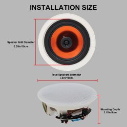 Herdio 6.5" 4 PCS Ceiling Speakers Home recessed Speaker System Max Power 600 Watts for Kitchen,Bedroom,Bathroom,Covered Patio