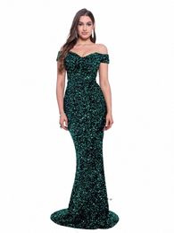 romagic Off The Shoulder Mermaid Evening Dr Red Stretchy Sequin Veet Sl Neck Floor Length Luxury Women Party Dres O8kB#