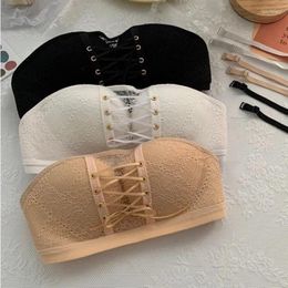 Bras Non-Slip Bra Lace Tube Top Seamless Wireless Small Chest Push Up Adjustable Sexy Beauty Back Underwear For Women