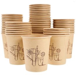 Disposable Cups Straws Milk Drinking Thickened And Hardened Bamboo Fibre Natural Colour 9 Oz Paper 150pcs Portable Coffee