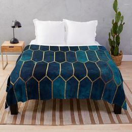 Blankets Navy Blue Gold Pattern Throw Blanket For Baby Flannels Sofa Dorm Room Essentials