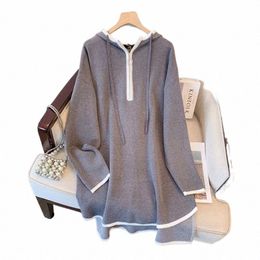 spring Autumn Plus Size Sweater Knit Hoodie For Women Large Lg Sleeve Loose Lg Sweatshirt Coat 3XL 4XL 5XL 6XL 7XL Clothing 69ny#