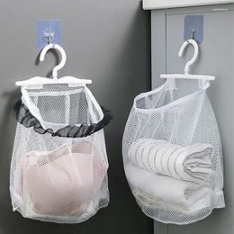 Storage Bags Hanging Net Bag Wall-Mounted Laundry Basket Dirty Clothes Underwear Bathroom Organzier Mesh Hamper