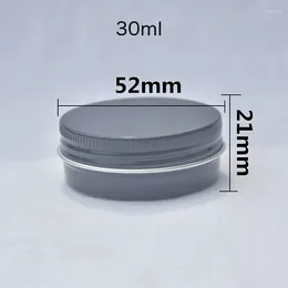 Storage Bottles 30ml Glossy Black Empty Aluminium Cosmetic Containers Screw Lid Round Aluminium Jar Makeup Lip Jars