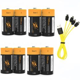 100% ZNTER 1.5V 7500mWh Rechargeable Battery C Lipo LR14 Battery for RC Camera Drone Fast Charge via Type C Cable