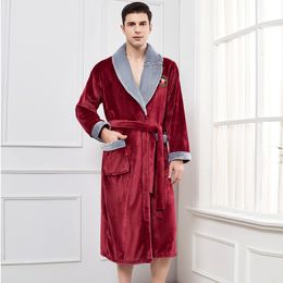 High Quality Men's Robe Winter Bathrobe Male Long Thick Warm Terry Fleece Towel Dressing Gown Couple Home Bath Robes