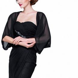 women Chiff Bolero Prom Party Illusi Shrug Elegant Soft Wedding Bridal Cape Female Evening Shawl Black Red White c2fq#