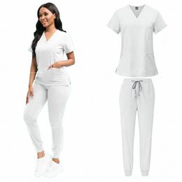 slim Fit Women Scrubs Sets Hospital Medical Uniforms Nurses Accories Dental Clinic Beauty Sal Spa Workwear Scrubs Tops Pant P7jk#