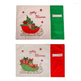 Table Mats Merry Christmas Placemats Set Of 2 With Gift Car Printed Non-Slip Washable 13 X 18 Inch