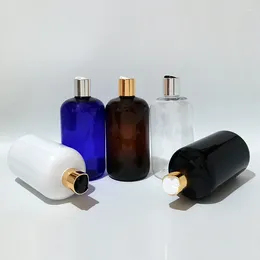 Storage Bottles 10pcs 500ml Empty Clear White Black PET Bottle With Gold Disc Cap For Liquid Soap Shower Gel Shampoo Cosmetics Packaging