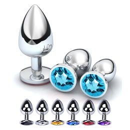 1pc 3 Size Anal Plug Round Stainless Steel Crystal Buttplug Removable Butt Plug Stimulator Anal Sex Toys Prostate Massager Dildo 240320