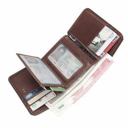 vintage Genuine Leather Rfid Wallets For Men Multi Functi ID Credit Card Holder Mey Bag To men's coin purse F1FG#