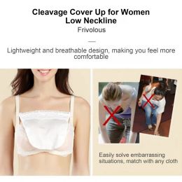 Kvinnor Summer Clip-On Floral Black White Lace Mock Camisole Bra Insert Cleavage Cover Overlay Panel Vest Wrapped Chest Bandeau